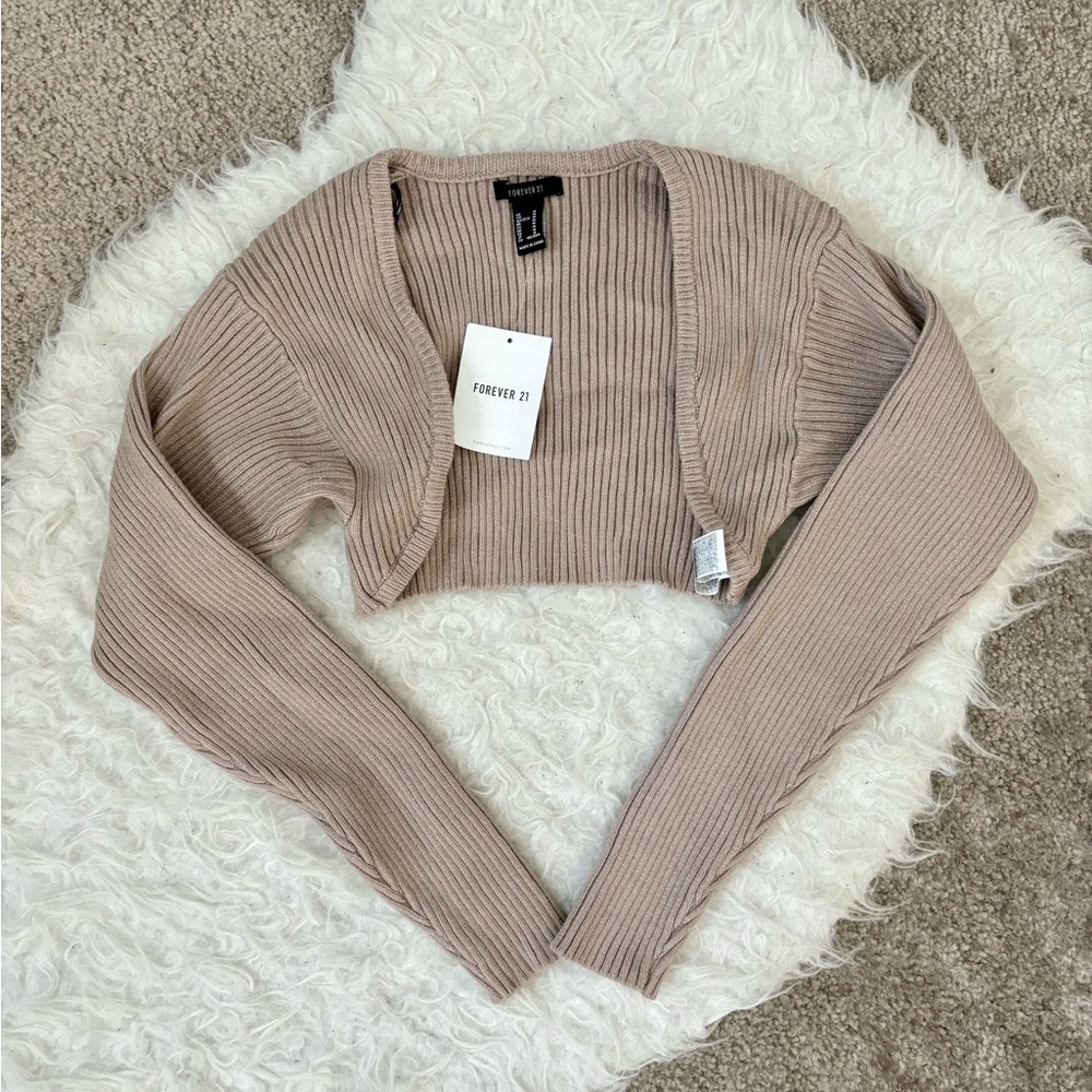 (BNWT) Forever21 Taupe / Neutral Bolero Knit Ribbed Shrug